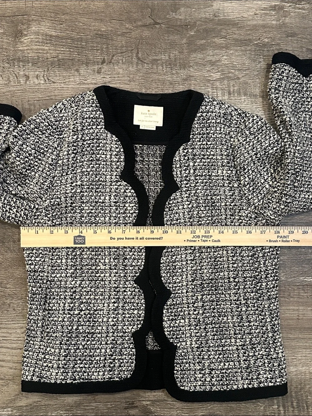 kate‎ spade Black and White Tweed Scalloped-Edge Jacket